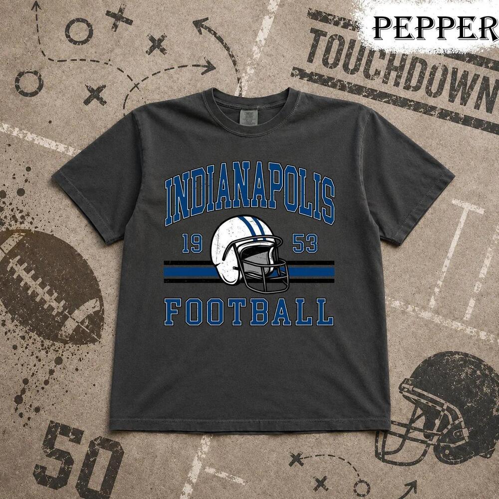 Retro Indianapolis Football Graphic Game Day Garment Dyed Unisex Tailgate Tee
